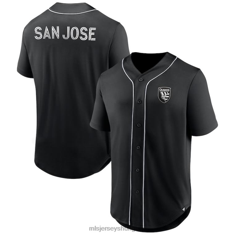 férfiak san jose earthquakes fanatics márkájú fekete, harmadidőszak divatos baseball gombos mez mez MLS Jerseys 22FZD306